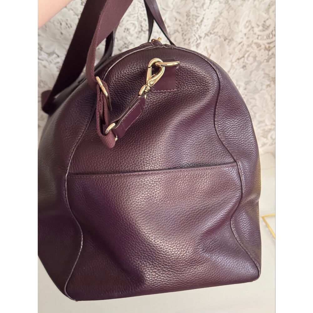 Kate Spade Filipa Mahogany Pebbled Leather Weekender Duffel Travel Bag - Picture 6 of 16